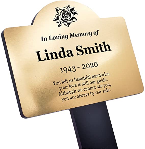OriginDesigned Personalized Memorial Stake - Customized Metallic Plaque, Decorative Outdoor Grave Marker