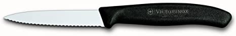 Victorinox, Blac 3.25 Inch Swiss Classic Paring Knife with Serrated Edge, Spear Point, Black, 3.25"