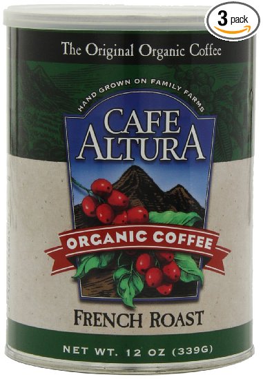 Cafe Altura Ground Organic Coffee, French Roast, 12 Ounce (Pack of 3)
