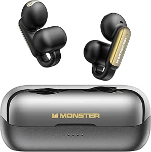 Monster Wireless Earbuds, Comfort Clip-On Bluetooth Earbuds, Bluetooth 5.4 Open Earbuds with Environmental Noise Cancellation, IPX6 Waterproof & Touch Control Wireless Headphones for Indoor or Outdoor