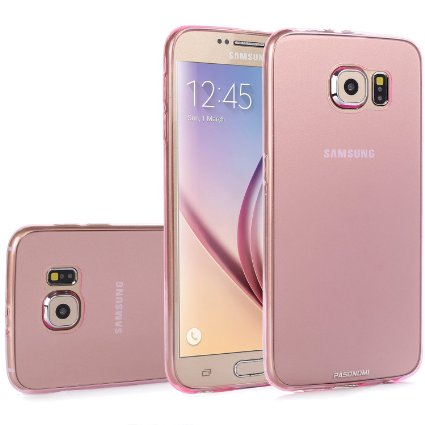 Galaxy S6 Case Pasonomi Ultra Slim Premium TPU Gel Rubber Soft Skin Silicone Protective Case Cover for Samsung Galaxy S6 Perfect Fit Transparent Pink