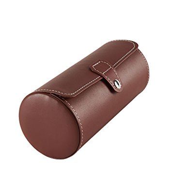 3 Watch Roll Cases Organizer PU Leather Travel Jewelry Storage Case Box Holder Collector Brown