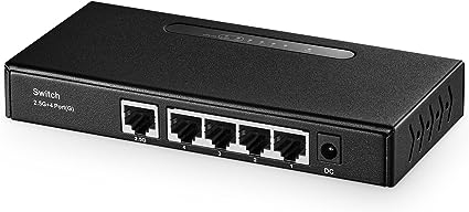 Binardat 5 Port Multi Gigabit Switch, 1 x 2.5 Gigabit and 4 x 1 Gigabit Ethernet RJ-45 Ports, Metal Fanless, Desktop and Wall Mount, Unmanaged Plug & Play Network Switch