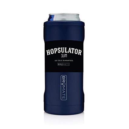 BrüMate Hopsulator Slim Double-walled Stainless Steel Insulated Can Cooler for 12 Oz Slim Cans (Matte Navy)