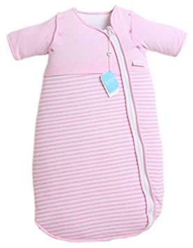 LETTAS Baby Girls Cotton Removable Long Sleeve Zip up Sleeping Bag Thicken 3.5 TOG Pink (18-36 Months)