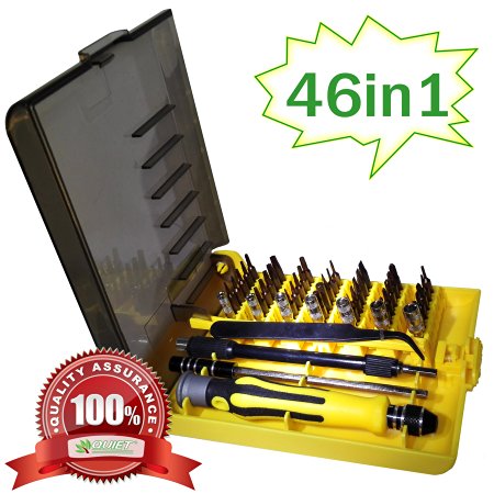 QUIET 46 Piece Precision Screw Driver Set Magnetic Tool Repair Kit, Professional Repiar Phone,Tablet PC, Laptop Pad ,Watch & DIY Etc Electronics Repair Tool Kit