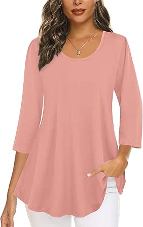 Tencole 3/4 Sleeve Shirts for Women Dressy Tunic Tops Casual Wear with Floral