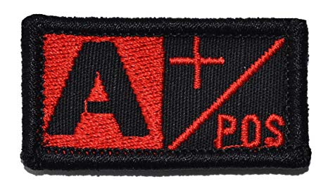 A Positive Blood Type 1x2 inch Morale Patch - Black with Red