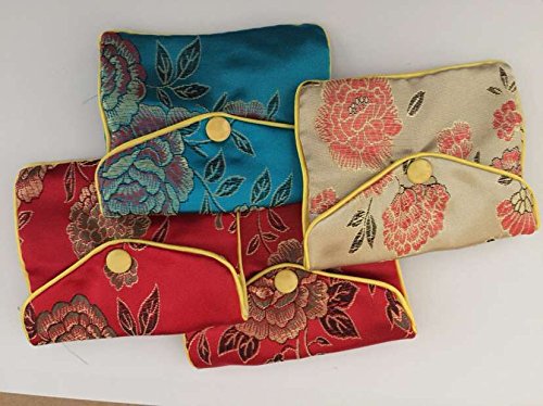 Alsomtec Chinese Traditional Brocade Pouch,coin Purses,embroidery Pouch,jewelry Bag,candy Bag,with Button(set of 4,shipped By Random)