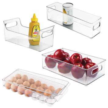 InterDesign Refrigerator, Freezer and Kitchen Storage Organizer Bins, 4 Piece Set - Clear