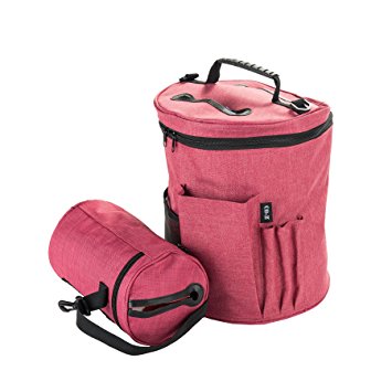 CO-Z 2PCS Portable Knitting Tote Bag, Large Storage Bag for Yarn Accessories, Easy to Carry Tote Organizer for Crochet Needles with Adjustable Belt