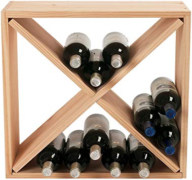 Wine Enthusiast 24 Bottle Compact Cellar Cube Wine Rack, Natural