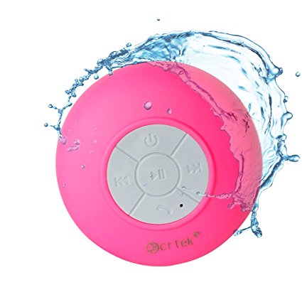 Portable Bluetooth Waterproof Shower Speaker,Bathroom speaker With Built-in hands-free for Apple Iphone 6 5 5s 5c Ipod Ipad Samsung Galaxy Note 4 3 S5 S4 S3 and Tablet Pink color