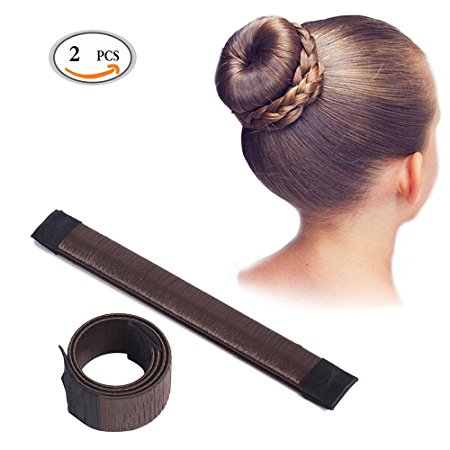HEHUB Hair Styling Disk Bun Shaper Maker Hairstyle Clip Donut Hair Style Tools 2Pcs (Brown)
