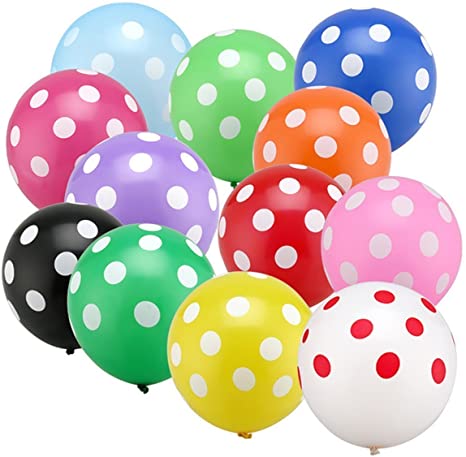 AnnoDeel 100 Pcs 12" Latex Balloons, Mix color Polka Dot Balloons for Birthday Balloon Wedding Balloon Decoration
