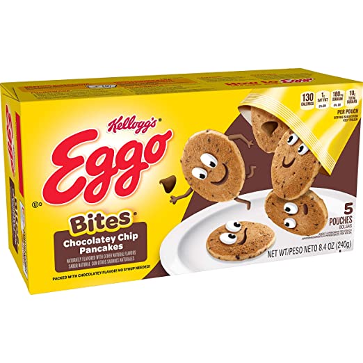 Kellogg’s Egg Bites, Frozen Pancakes, Chocolatey Chip, Easy Breakfast to Go, 8.4 oz (5 Count)
