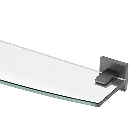 Gatco 4056MX Elevate Bathroom 8mm Tempered Glass Shelf, 20.13", Matte Black