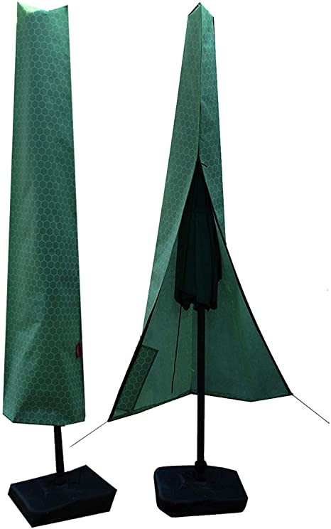 2set Umbrella Covers,Patio Waterproof Market Parasol Covers with Zipper for 8ft to 11ft Outdoor Umbrellas Large Included A Set Fiberglass Pole