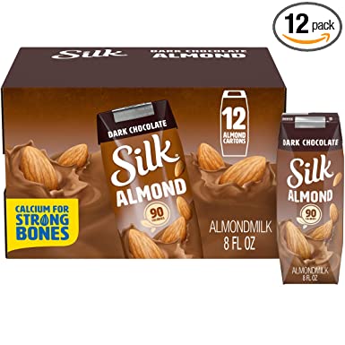 Silk Shelf-Stable Almond Milk Singles, Dark Chocolate, Dairy-Free, Vegan, Non-GMO Project Verified, 8 oz. (Pack of 12)