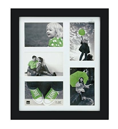 Kiera Grace Langford Wood Collage Picture Frame, 12 by 14-Inch Matted for 5 - 4 by 6-Inch Photos, Black