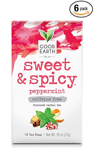 Good Earth   Herbal Tea, Sweet & Spicy Peppermint, 18 Tea Bags (Pack of 6)