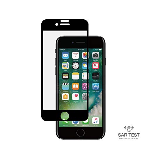RadiArmor EMF Blocking Screen Protector – Compatible Regular Size (4.7 inch Screen) iPhone 6, 6S, 7 8 – Up to 70% EMF Reduction (Black, Regular)