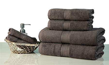 Saatvik Home Care 600 GSM 6 Piece Bath and Hand Towels Set, Combo of 2 Bath Towels, 2 Hand Towels and 2 Face Towels 100% Cotton- Hotel & SPA Quality, Super Soft Highly Absorbent Fast Drying, CHOCOLATE