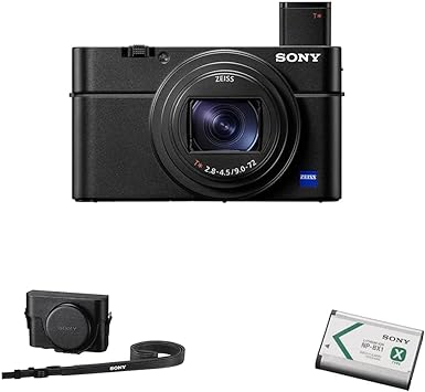 Sony RX100 VII Premium Compact Camera with 1.0-Type Stacked CMOS Sensor & Premium Jacket Case (LCJRXK/B), Black, Small & NP-BX1/M8 Lithium-Ion X Type Battery (Silver)