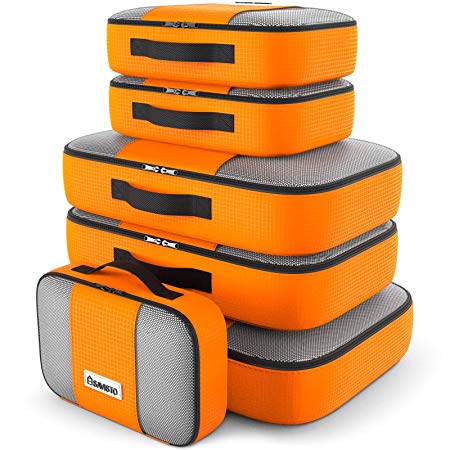 Savisto Packing Cubes - Small, Medium, Large, XL (6-Piece Set) - Orange