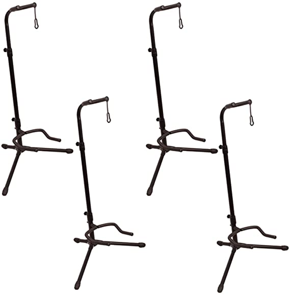 ChromaCast Upright Guitar Stand 2-Tier Adjustable, Extended Height-Fits Acoustic, Electric, Bass, and Extreme Body Shaped Guitars, 4 Pack (CC-UGSTAND-4PK)