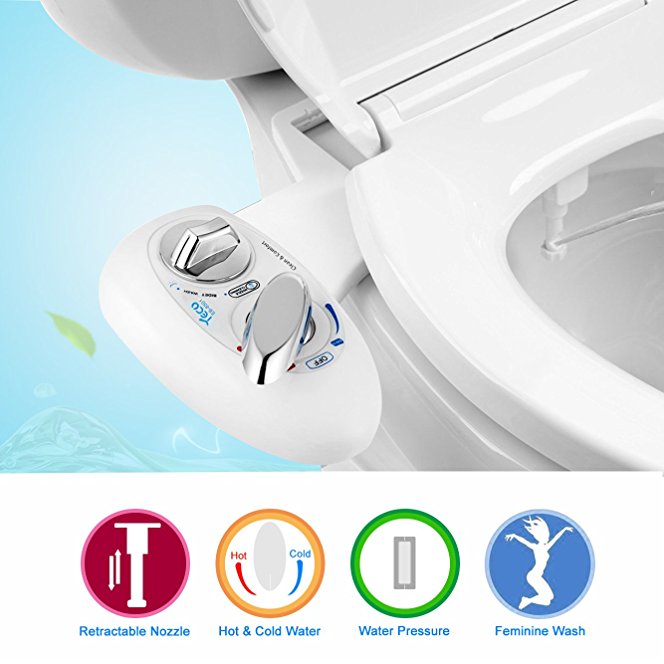 Bidet, YECO Hot and Cold Fresh water with Self Cleaning Retractable Nozzle Non-Electric Toilet Seat Bidet for Personal Hygiene, Easy to Install