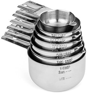 Hudson Essentials Stainless Steel Measuring Cups Set - 7 Piece Stackable Set with Spout includes 1/8th Cup
