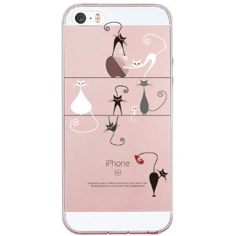 iPhone SE Case, SwiftBox Cute Cartoon Case for iPhone 5 5S SE (Dancing Cat)