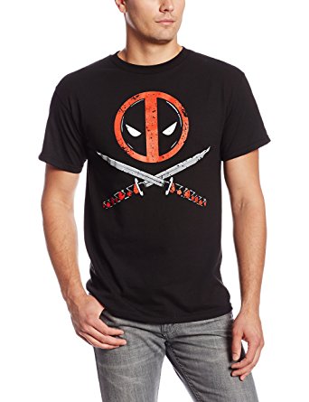 Marvel Deadpool Men's Crossbones T-Shirt, Black, Medium