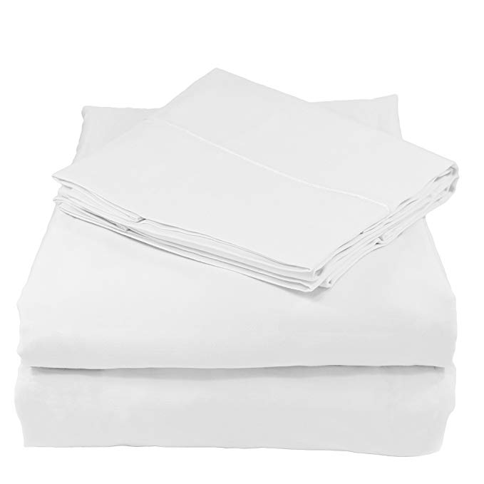 Whisper Organics 100% Organic Cotton Bed Sheet Set, 300 Thread Count - GOTS Certified (Twin XL, White)