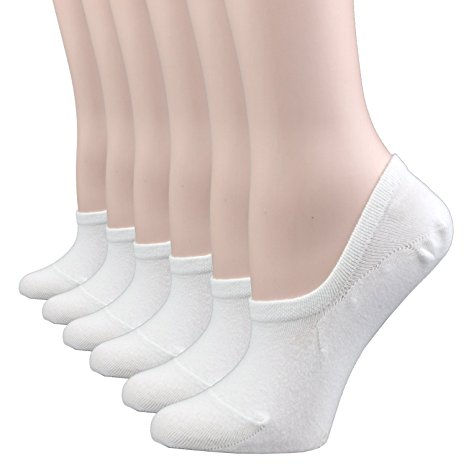 Fitu Women's 6 Pairs Cotton No Show Liner Socks Non Slip Low Cut