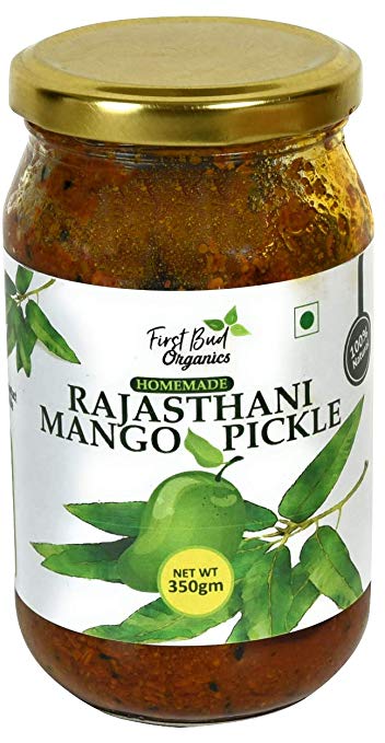 First Bud Organics Home Made Mango Pickle - 350 g | No Preservatives | Rajasthani Mango Pickle