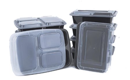 Paksh Novelty Lunch Boxes Combination Set of 10, 5 Bento Box Lunch Containers with Compartments for Portion Control & 5 Undivided Plastic Food Containers with Lids, Leak Proof