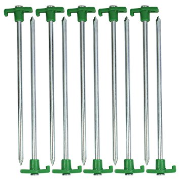 HTS 10 Pc Heavy Duty Green or Glow-In-The-Dark Tent Pegs / Lawn Stakes