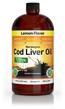 Norwegian Cod Liver Oil, Lemon Flavored, 1150 mg - 16oz