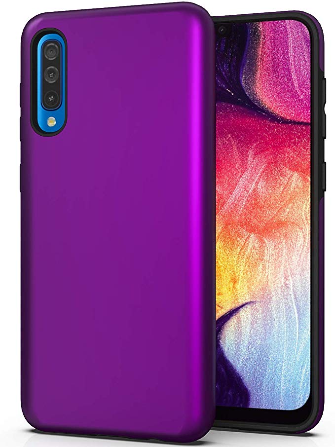 LUCKYCAT Samsung Galaxy A50 Case,Galaxy A50 Case, Impact Resistant Protective Anti-Scratch Anti-Fingerprint Shockproof Rugged Cover for Samsung A50 SM-A505 6.4 Inch(2019 Version)-Purple
