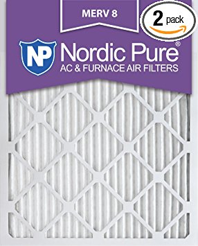 Nordic Pure 20x25x1M8-2 MERV 8 AC Furnace Filter 20x25x1 Pleated Merv 8 AC Furnace Filters Qty 2