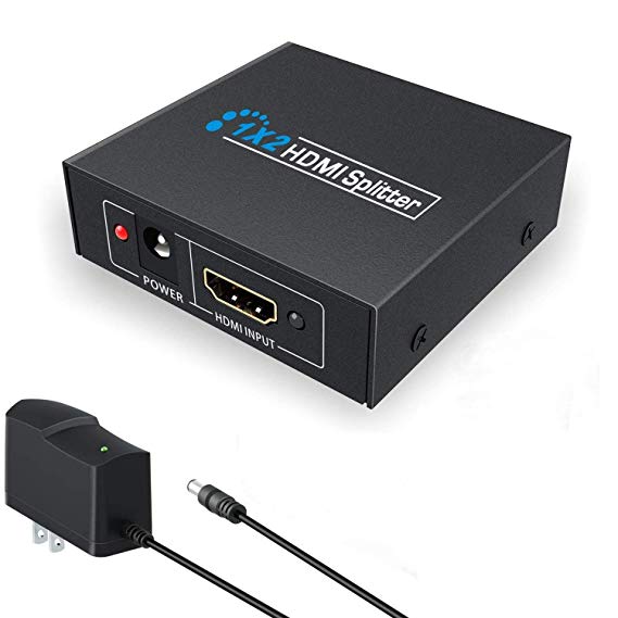 HDMI Splitter, VILCOME 1 in 2 Out HDMI Splitter Adapter Support 4Kx2K 3D 1080P HDMI Switch Signal Distributor with Metal Box HD Amplifier with US Adapter for HDTV PC PS3/PS4 Xbox Blue-ray and More