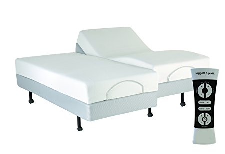 DynastyMattress S-Cape Grey Adjustable Beds Set Sleep System Leggett & Platt, With Luxury 12-Inch Memory Foam Mattress (SPLIT KING)