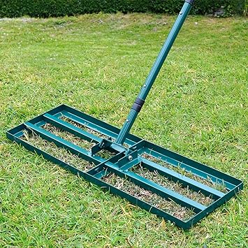 Signstek Lawn Leveling Rake, Stainless Steel Lawn Leveler with 30” x 10” Ground Plate, 76.7” Adjustment Long Handle, Level Lawn Tool for Grass, Golf Field, Garden, Level Soil