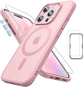 ESR for iPhone 15 Pro Max Case Set, Translucent Matte Case with Screen Protector, Compatible with MagSafe, Military-Grade Protection, Classic Series, Frosted Pink