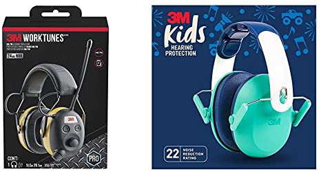 3M WorkTunes AM/FM Hearing Protection & 3M Kids Hearing Protection, Green