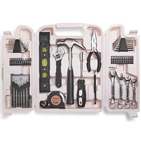 VonHaus Household Tool Set/Box / Kit 53pc Rose Gold - Includes Precision Screwdrivers, Claw Hammer, Pliers, Hex Keys, 20 Bits & More