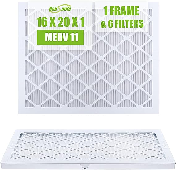Housmile 16x20x1 Air Filter, 6 Pack, MERV 11, MPR 1000, ABS White Plastic Frame, Durable and Easy to Replace (Actual Size: 15.6"x19.6"x 0.9")