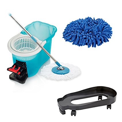 Hurricane 360 Spin Mop with Dolly   Duster Mop Head 2 Pack by BulbHead